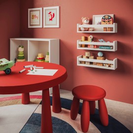 NATURE SUPPLIES Set of 3 White Nursery Room Shelves, Solid Wood Ideal for Books Toys and Decor, Wall Bookshelf for Kids Bedroom, Kids Bookshelf, Nursery Book Shelves, Floating Bookshelf, Classic White