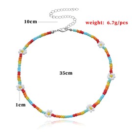 Tiande Daisy Flower Boho Coloful Beaded Choker Necklace for Women Handmade Cute Necklace Seed Beads Summer Beach Collar Clavicle Choker Necklace -SET 3
