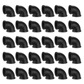 3/4" Black Pipe Elbow,Home TZH 30 Pack DN20 Threaded Cast Malleable Iron Elbow for Steampunk Vintage Shelf Bracket DIY Plumbing Pipe Decor Furniture (30, Black, 3/4")