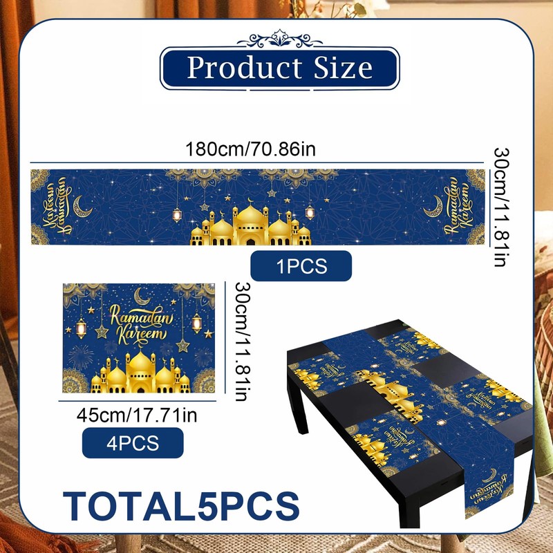 Eid Mubarak Table Runner, Splendid Ramadan Decorations for Home -