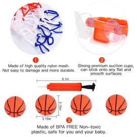 Cyfie Bathroom Basketball Hoop Toddler, 2Pack Basketball Hoop Mini for Bathroom Bedroom, Fun Bathtub Bath Toys with 8 Balls for Kids Girls Boys