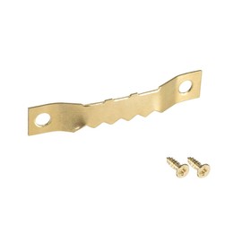 sourcing map Sawtooth Hanger - Double Holes with Screws for Picture Frame Hanging Golden 1 3/4 Inch Pack of 10