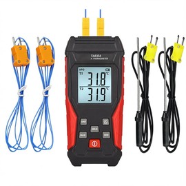AOOFCMLLC Thermocouple Thermometer, Digital Dual Channels Thermocouple with 4 K-Type Thermocouple Probes LED Backlight Display -328~2501℉ Measuring Range K Type Temperature Tester