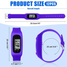 Geyoga 12 Pcs Pedometer for Walking Steps and Miles Pedometer Watch Silicone Steps Tracker Running Bracelet Ankle Step Counter for Calorie Burning and Step Counting