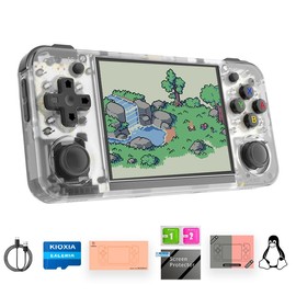 RG35XX H Retro Handheld Game Console with Linux System 3.5 inch IPS Screen and 64G TF Card Built-in 3300 mAh Battery Lasts up to 8 Hours Compatible with 5G WiFi and Bluetooth 4.2 White Translucent