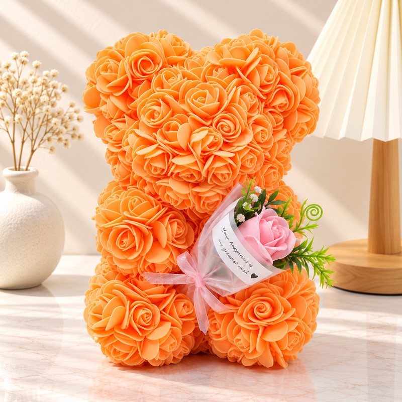 Rose Teddy Bear for Romantic Gifts – Artificial Rose Bouquet