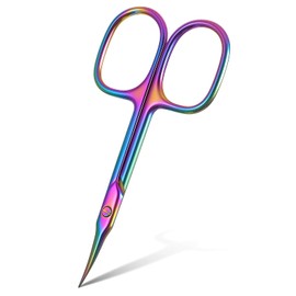 Curved Cuticle Scissors Portable Extra Fine Curved Cuticle Scissor Stainless Steel Nail Scissor Manicure Scissors for Women for Manicure Eyebrows Eyelash hair（Rainbow）
