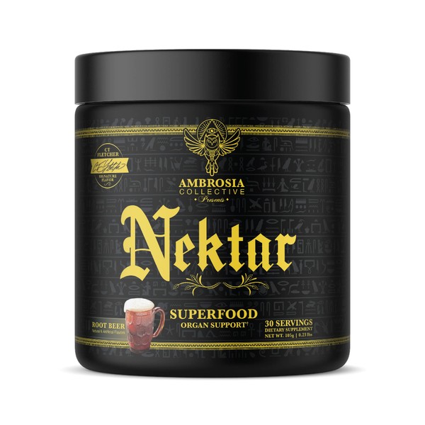 Ambrosia Nektar - Superfood Powder | Complete Health Supplement | Organ Support - Liver, Heart, Kidney Health | 30 Servings (Root Beer)