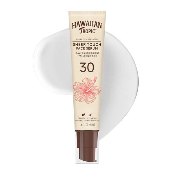 Hawaiian Tropic Sheer Touch Face Serum SPF 30, 1.4oz | Hyaluronic Acid Serum for Face, Sunscreen Serum, Face Serum for Women and Men, Hydrating Serum for Face | Travel Sunscreen, SPF 30, 1.4oz