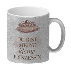 Meine kleine Prinzessin Glitzer-Kaffeebecher Tiara auf Kissen Lustiger Spruch und