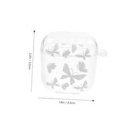 LABRIMP Transparent Glitter Butterfly Earbuds Case Protective Pouch for Lightweight Portable Design Shockproof Cover with Beaded Chain Stylish Storage