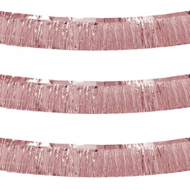 3 Packs Lametta Fransen Fringe Girlande Metallic Foil Fringe Garland Fringe Banners Für Geburtstag Graduation Hochzeit Party Deko (Roségold)