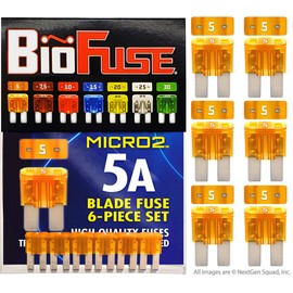 BioFuse Micro2 APT ATR 6-Piece 5A Automotive Car Fuses (Set of 6 Micro 2 Blade Fuses) Transparent and Clearly Marked