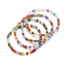 Noessla Beaded Boho Stretch Bracelet Colorful Stackable Crystal Beads Bracelets Trendy Costume Jewelry Mothers Day Gifts for Women (Colorful)