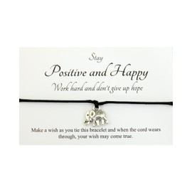 Lucor Positive Thinking Gift | Inspirational Strength Gift | Best Friend Friendship Gift | Elephant Wish String Bracelet | Birthday Christmas Gifts(Pink)
