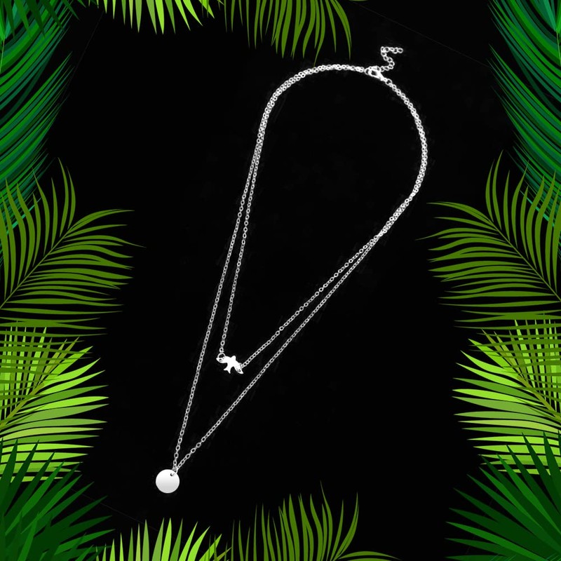 HSAJS Necklace for Women Silver Bird Pendant Layered Chain Choker