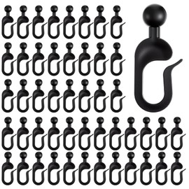 Andibro 50Pack Plastic Gazebo Curtain Hooks for Track, Black Plastic Mosquito Netting Curtain Track Hooks Gazebo Curtain Hooks for Outdoor Canopy Hotel Home