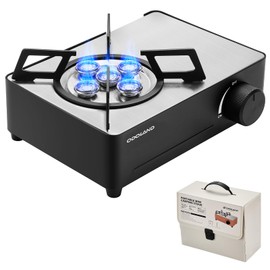 Odoland 7500BTU Camping Butane Stove with Compact Carry Case, CSA Certified Portable Gas Stove for Backpacking,Picnic,Outdoor Adventures,Black