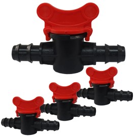 OSVJE 4PCS 3/8" ID in Line Hose Barbed Ball Valve Shut-Off Switch - Durable Plastic, Easy Installation, Leak-Free Design for Aquarium, Garden, and Micro Irrigation Systems, Black
