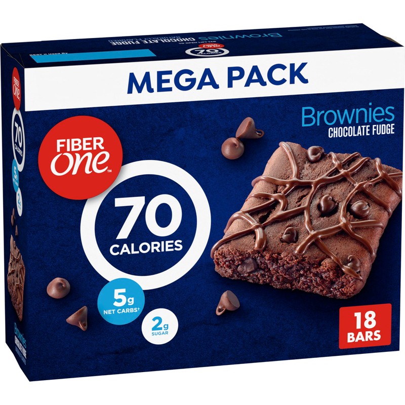 Fiber One 70 Calorie Brownies, Chocolate Fudge Snack Bars, Mega
