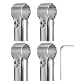 sourcing map 4Pcs 180 Degree Structural Pipe Connectors 2 Way End Rails Clamp with Wrench Stainless Steel Corner Pipe Fittings for DIY Shelf Garden Support 1"/1.1" Fit Pipe Dia, Silvery