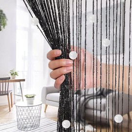 ElevaPulse Thread Curtain Black Door Curtain Threads as Room Divider Fly Protection Can Be Shortened Washable Decorative Curtain Thread Curtain for Party Wedding Thread Curtain Door 100 x 200 cm