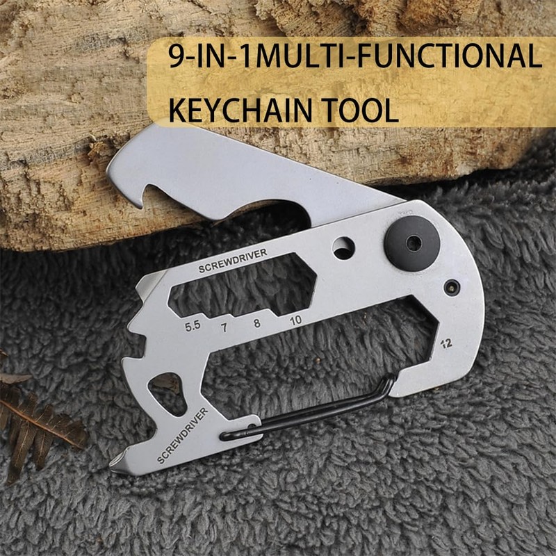 9-in-1 Keychain Multi-Tool - Portable Stainless Steel Pocket Tool with