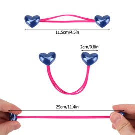 lasuroa 14 Pcs Ball Charm Hair Ties for Little Girls, Double Heart Shaped Beads Elastic Hair Bands Cute Ponytail Holders for Toddler Girls Hairstyle Accessories