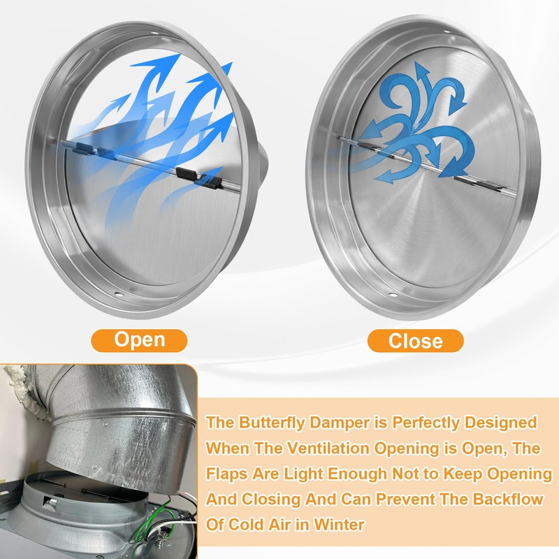 CG BP87Q Vertical Discharge Damper 7-Inch with Foam Round Backdraft