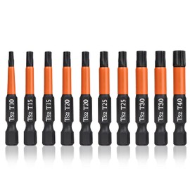 BAIDETS Pro Screwdriver Bit Set - Screwdriver Torx Bits Set of 10, 50 mm Length, Screwdriver Bit, 1/4 Inch Hex Shank, with Dispenser Box