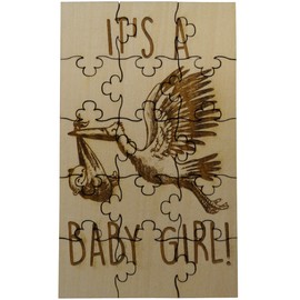 It's A Baby Girl! Gender Reveal 15 Piece Basswood Jigsaw Puzzle, Surprise Pregnancy Announcement