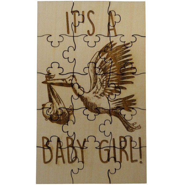 It's A Baby Girl! Gender Reveal 15 Piece Basswood Jigsaw