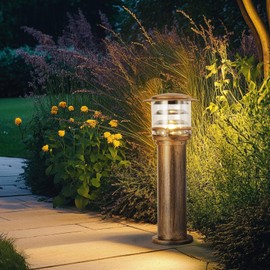 SLAWA Outdoor Post Caps Lights Aluminum Landscape Pathway Lamps With Acrylic Shade Waterproof Column Pillar Lamps Fence Deck Bollard Lighting Cylinder Lawn Floor Lamp For Patio Yard Porch Post Lantern