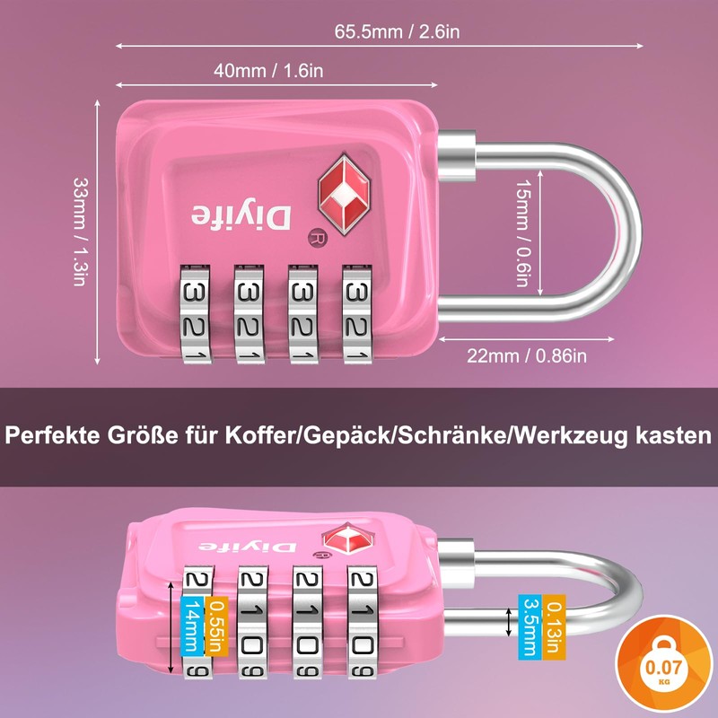 Diyife TSA Luggage Locks, [Updated] Pack of 2 4-Digit Combination
