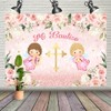 Wollmix 7x5ft Mi Bautizo Backdrop Baptism Pink Rose Flowers for