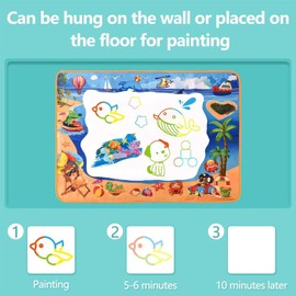 ALLCELE Water Doodle Mat Reusable Aqua Drawing Painting Mat 100 x 70 cm Mess-Free Water Magic Mat Kids Educational Toy Birthday Gift Toddler Boys Girls (Large)