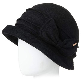 Winter Cloche Bucket Hat for Women Wool Elegant 1920s Vintage Fedora Bowler Church Derby Party Ladies Black
