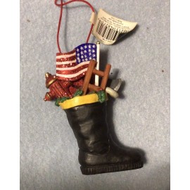 Kurt Adler Christmas Fireman Boot And Accessories Dimensional Ornament New