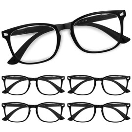 CCVOO Reading Glasses for Women, Eyeglasses, Blue Light Readers for Women, Computer Eye Glasses, Cheaters (5 Pack Black, 1.5)