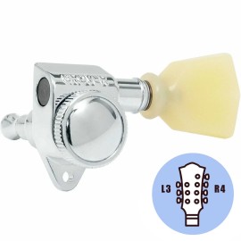 Grover Products NEW Grover 502 LOCKING 7-String Tuners L3+R4 Modern Gibson Les Paul 3x4 - CHROME