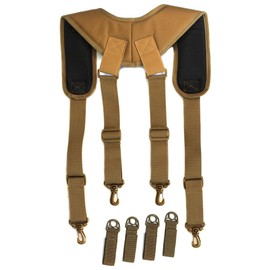 MELOTOUGH Tactical suspenders Duty Belt Harness Padded Adjustable Tool Belt Suspenders with Key Chin and Patch (Coyote Brown)