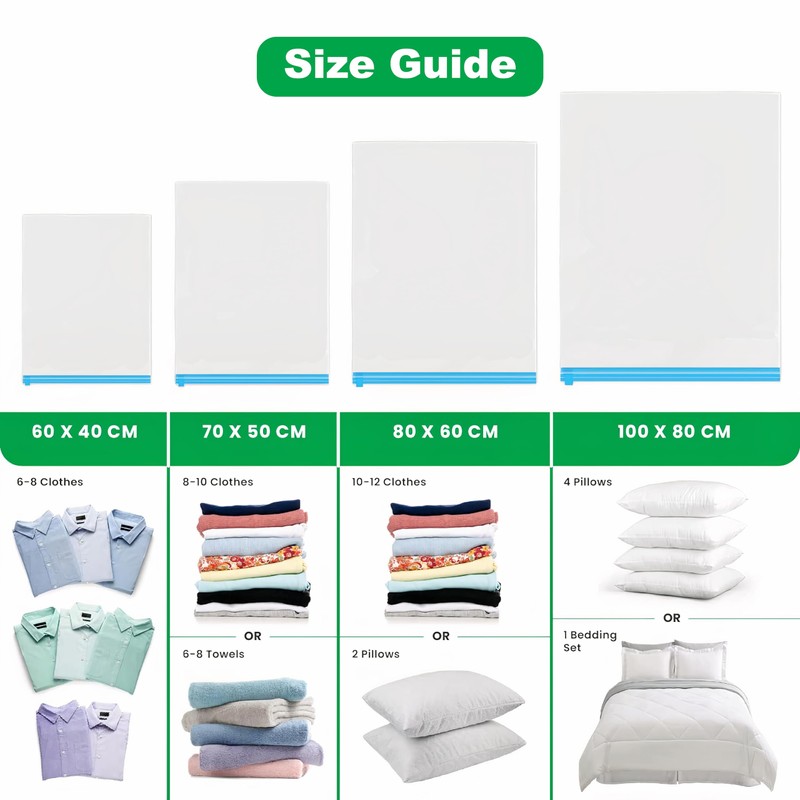 Hyper Cover Vacuum Storage Bag Kit (Small, 8pcs) - Space