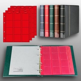 Prophila Collection Coin Album with 4 Sleeves (Red Interleaves) for 110 Coins Green