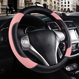 Cubierta de volante de coche de piel, protector antideslizante transpirable para volante de coche, cubierta universal de microfibra de piel para la ma