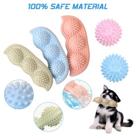 5 Piezas 2-8 Meses Juguetes para Masticar Cachorros, Juguetes Interactivos para Morder Perros, palitos de Goma Suaves para la dentición, Alivia La Picazón Y El Dolor, Limpieza De 360 ° (Azul)