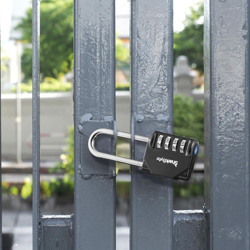 SharkByte Combination Padlock [2.6" Long Shackle] 4-Dial Heavy Duty Combination