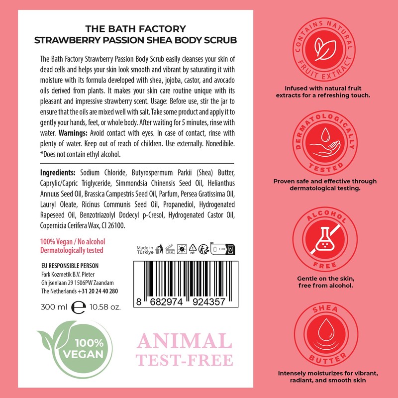 The Bath Factory, Strawberry Shea Body Scrub, 300 g