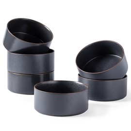 LERATIO Ceramic Bowls Set of 6,24OZ Stackable Bowls for Kitchen, Cereal/Salad/Pasta, Soup/Dessert etc, Oven & Dishwasher & Microwave Safe,Scratch Resistant-Ashen
