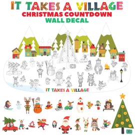 My Wonderful Walls Advent Calendar Wall Decal - It Takes a Village Christmas Countdown Sticker Set