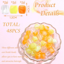 Kotkiddy 48 Pieces Beads Hair Beads Braid Accessories for Children Girls Cute Loc Beads Hair Decoration Jewellery Maker Set with Tool (Yellow Orange Transparent)
